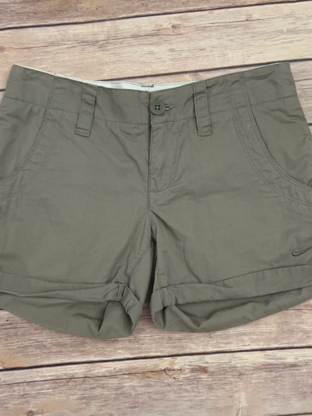 Nike Women's Olive Roll-Cuff Athletic Shorts